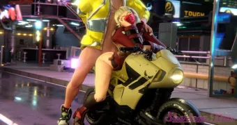 Публичный секс с девушкой андроидом на мотоцикле — Cyberpunk 2077