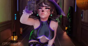 Анальное развлечение Кирико одетой в хэллоуинский костюм